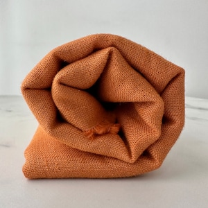 Linen Fabric by The Yard. Certified European Flax & OEKO-Tex 100. Mid weight Softened Woven Linen from U.S.A. Seller- Orange Poppy LN-ORP