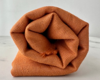 Linen Fabric by The Yard. Certified European Flax & OEKO-Tex 100. Mid weight Softened Woven Linen from U.S.A. Seller- Orange Poppy LN-ORP