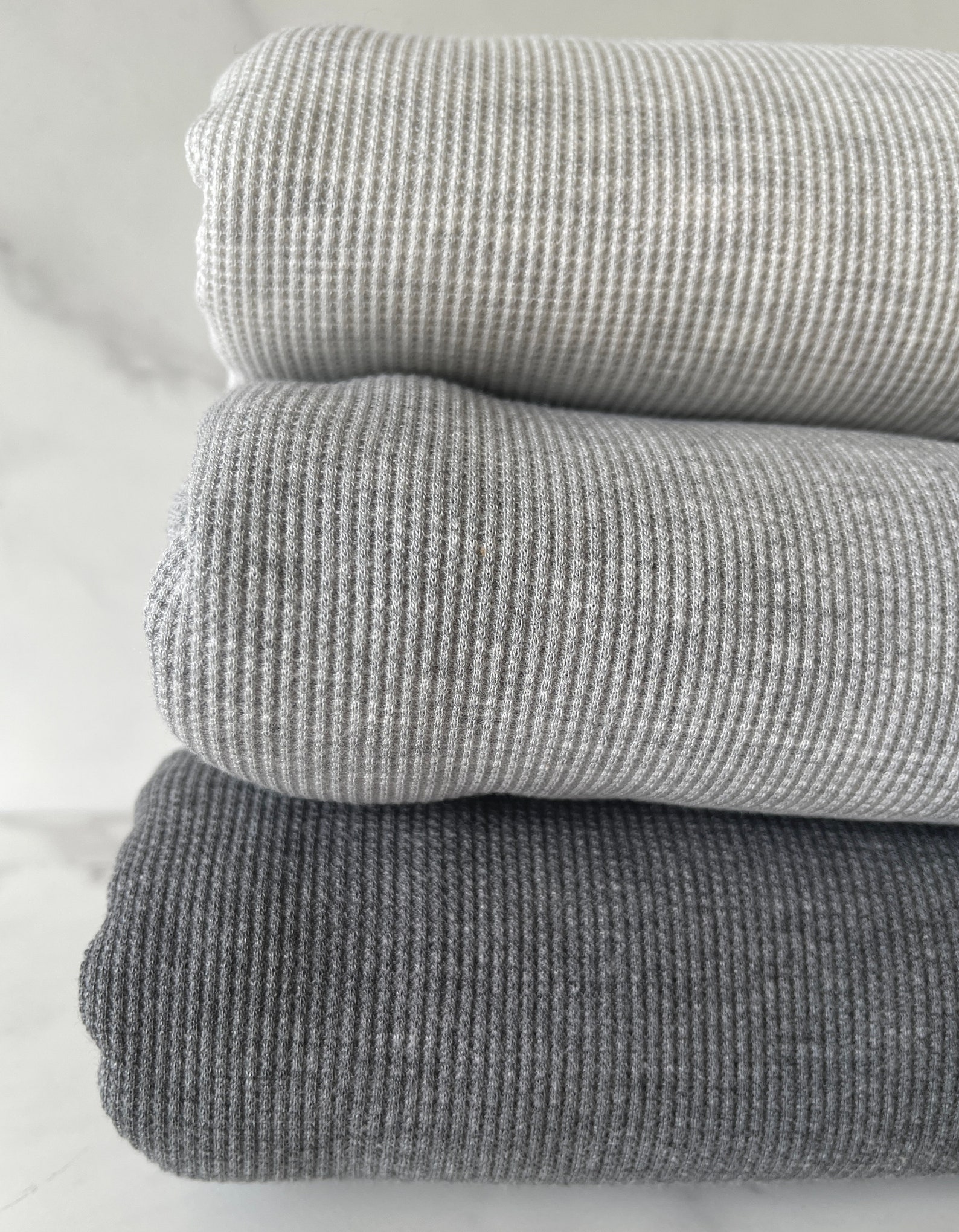 Cotton Thermal Waffle Knit Stretch Fabric by the Yard Heather Etsy