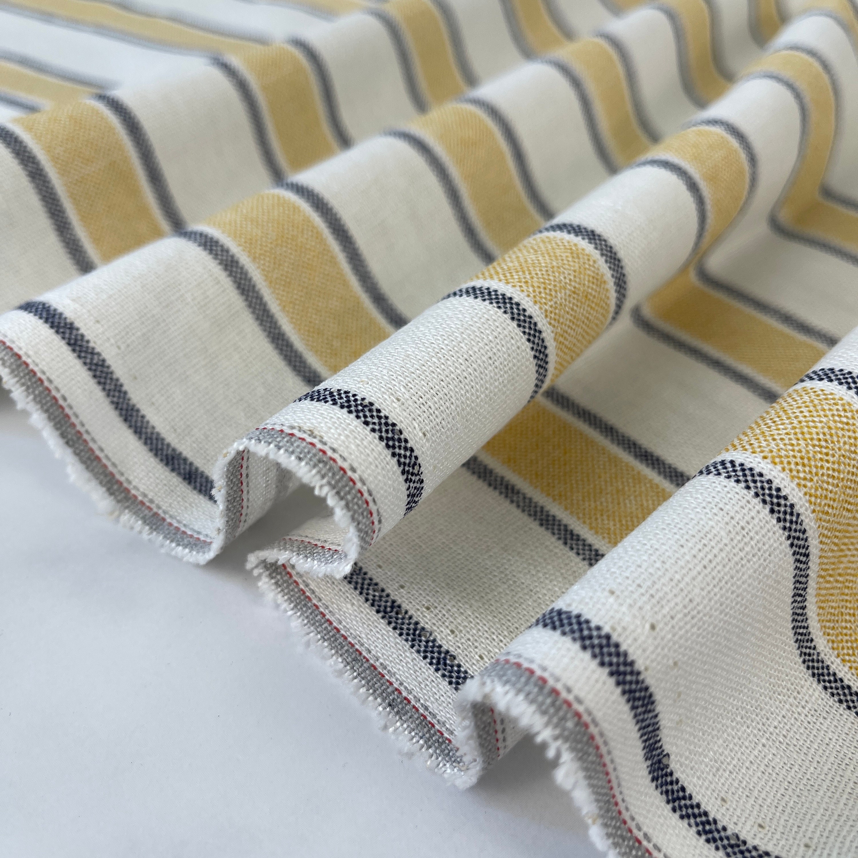 Linen Rayon Fabric by The Yard Printed Nautical Vertical Stripe Summer