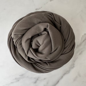 Merino Wool Fabric 225 gsm Wool Knit Fabric By The Yard Stretch Rib Knit 100% Merino Wool Natural Fabric Quilting Sewing -Warm Gray MW048