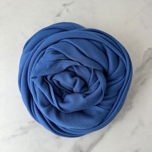 Merino Wool Fabric 225 gsm Wool Knit Fabric By The Yard Stretch Rib Knit 100% Merino Wool Natural Fabric Quilting Sewing- Lake Blue MW051