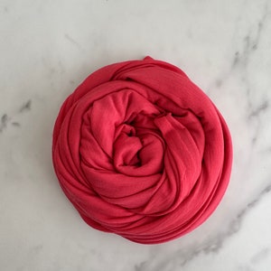100% Merino Wool Plain Jersey Knit Fabric by the Yard Stretch Sewing Women Everyday - Vermilion Hot Pink MT116