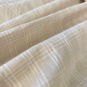 Cotton Jacquard Weave Plaid Non-Stretch Woven Yarn Dyed Cotton Shirting Lightweight Fabric by The Yard for Sewing Top Dress - Natural CN1