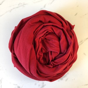 Merino Wool Single Jersey Soft Knit Fabric by the Yard- Cranberry Red MT024