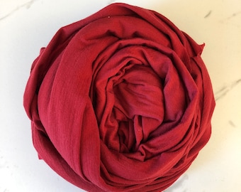 Merino Wool Single Jersey Soft Knit Fabric by the Yard- Cranberry Red MT024