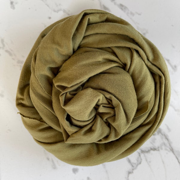 Merino Wool Fabric Knit Fabric by the Yard Soft Stretch Natural Wool Jersey Fabric Sewing Quilting Everyday Wear - Olive Green MD023