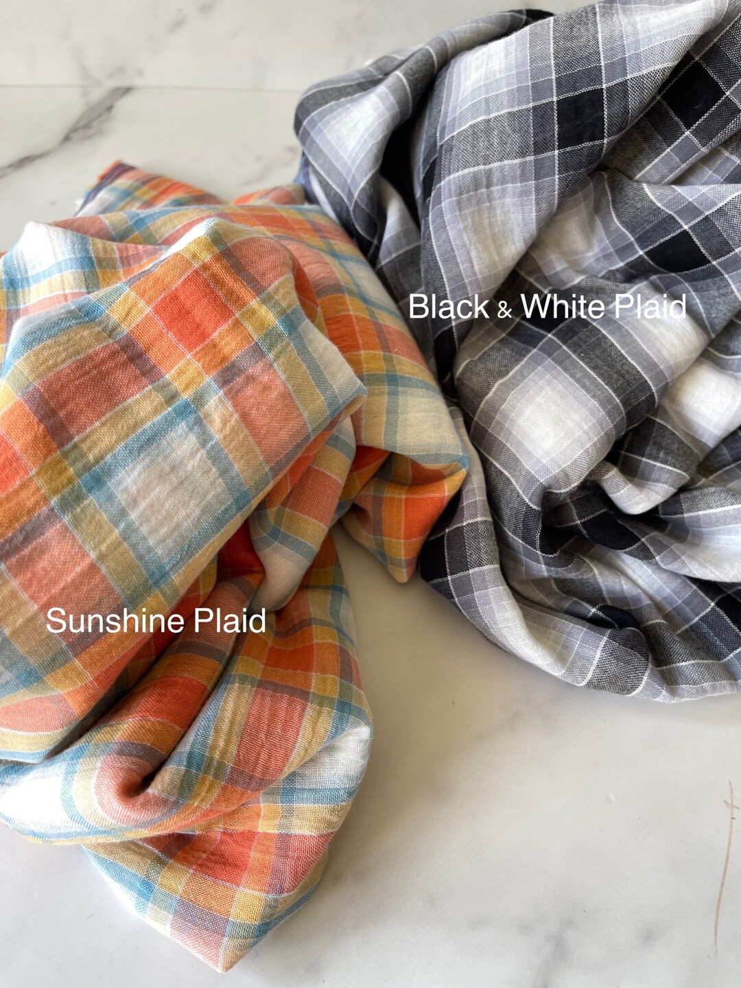 Cotton Plaid Muslin Fabric by the Yard Blouse Shirt Dress Fabric for