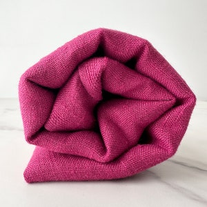 Linen Fabric by The Yard. Certified European Flax & OEKO-Tex 100. Mid weight Softened Woven Linen from U.S.A. Seller- Magenta LN-MGN