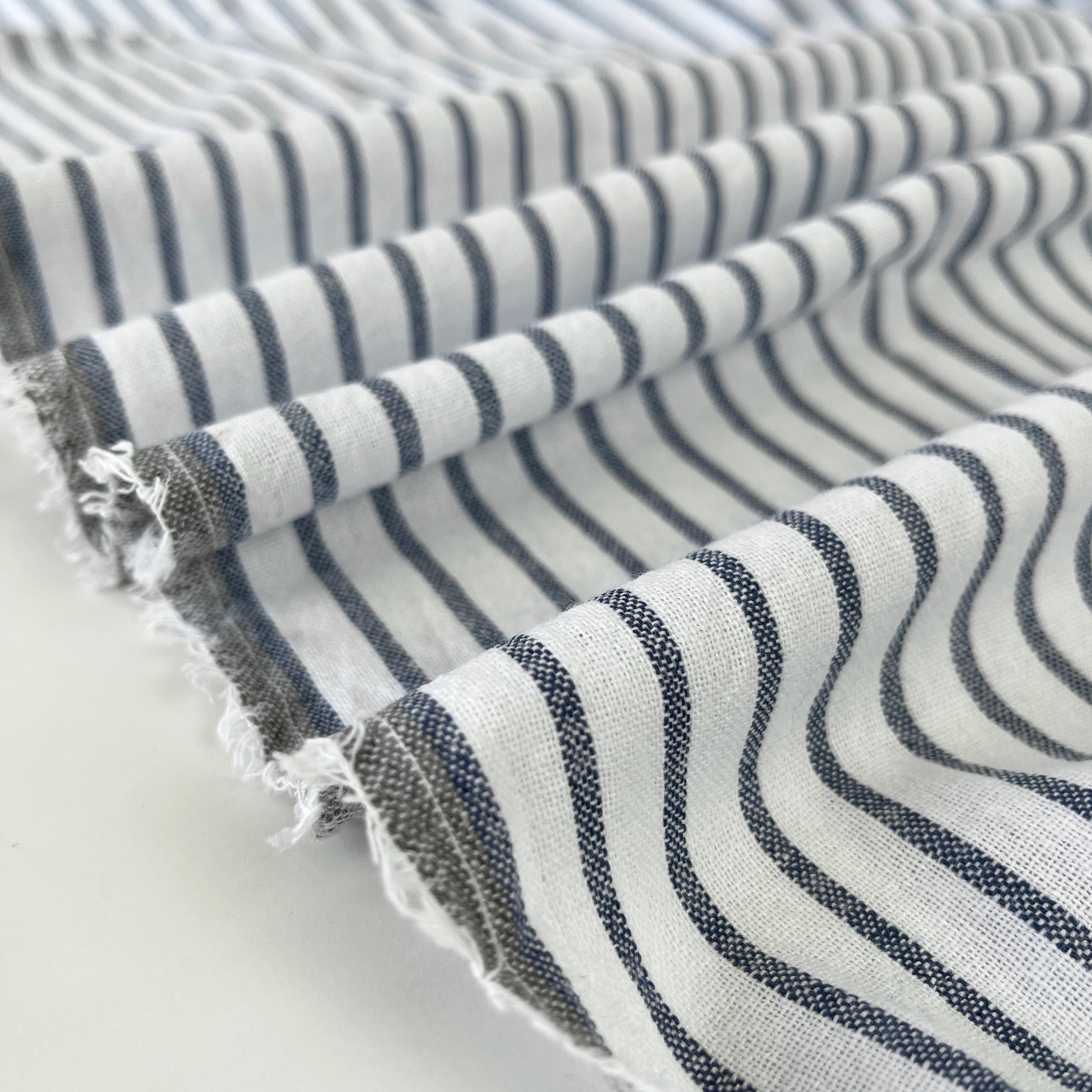 Cotton Chambray Stripe Fabric by the Yard Denim Jean Look Etsy