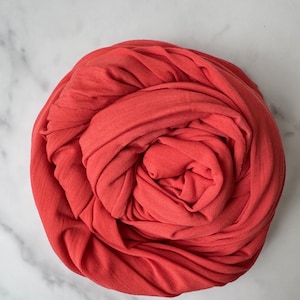 100% Merino Wool Jersey Knit Fabric by the Yard Stretch Sewing Women Everyday Wear- Coral MT082