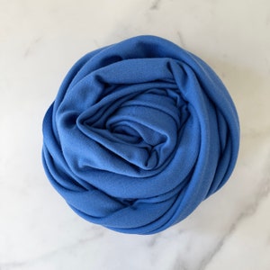 Merino Wool Washable Fabric 225 gsm by The Yard Sewing Wool Fabric Stretch Soft Rib for Clothing Base Layer Outdoor Clothing - Blue MW003