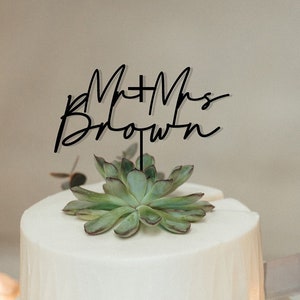 Rustic Wedding Cake Topper / Custom Script Cake Toppers for Wedding / Personalized Wedding Cake Topper / Mr and Mrs Cake Toppers