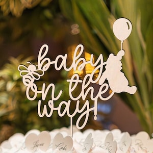 Baby Shower Cake Topper / Custom Cake Topper / Baby Name Cake Topper / Bear Winnie the Pooh Cake Topper / Baby Cake Topper