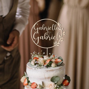Personalized Wedding Cake Topper With Rustic Wreath / Personalized Surname Wedding Cake Topper / Rustic Wreath Cake Topper Wedding