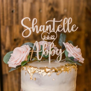 Bruidstaart Topper / Gepersonaliseerde Gouden taart topper / Rustieke bruidstaart topper / Custom Mr Mrs cake topper / Verjaardag topper