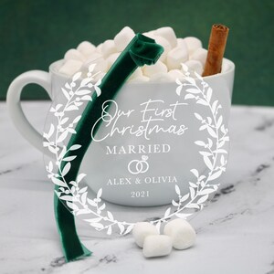 Mr and Mrs Ornament - Wedding Gift - Our First Christmas Married - Couples Ornament - Newlywed Gift - Personalized