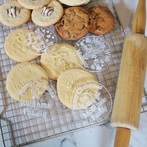 Personalized Christmas Cookie Stamp - Personalized Holiday Cookie for Gift / Custom Family Name sign / Baking Gift / Fondant Cake Decorating