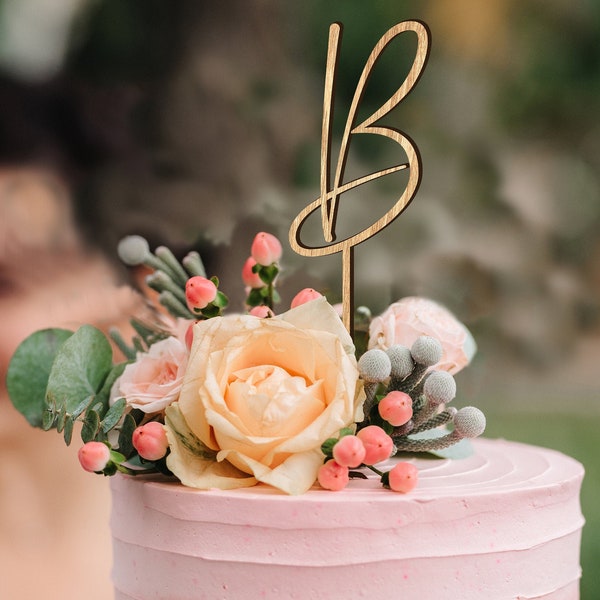 Custom Initial Cake Topper / Monogram Cake Topper / Script Letter Cake Topper / Personalized Wedding Cake Topper