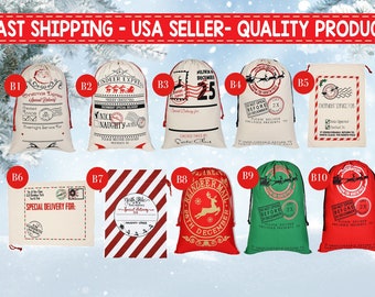 Personalised Santa Sacks | Stockings for Christmas | Kids Gift Bags | Christmas Eve Box Idea | Custom xmas gift | Personalized bags