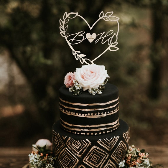 Double Heart Wedding Cake Toppers