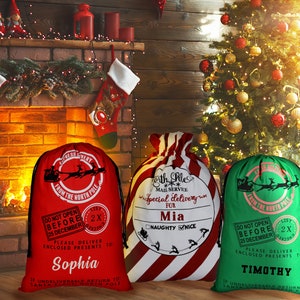 Personalized Christmas Santa Sack / Drawstring Santa Delivery Bag / Santa Bag for Kids / DIY / Christmas Decor / Christmas gifts