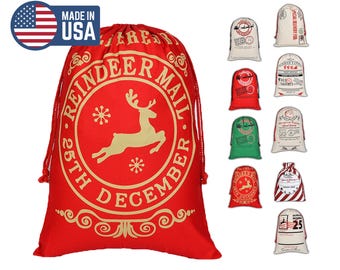 Personalized Christmas Santa Sack / Drawstring Santa Delivery Bag / Santa Bag for Kids / DIY crafts / Christmas Decor, Christmas gift bags
