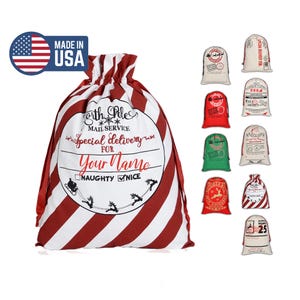 Personalized Christmas Santa Sack, Drawstring Santa Delivery Bag, Santa Bag for Kids, DYI, Christmas Decor, Christmas gifts, Bag for present