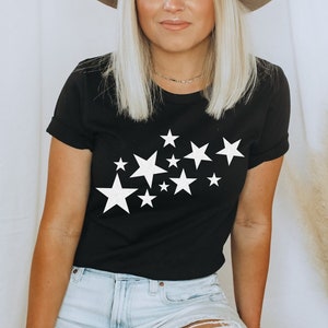Glitter Stars 4th of July Shirt: Patriotic Women&#39;s Tee