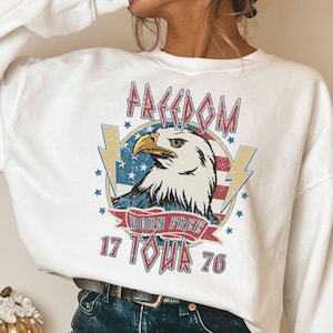 Vintage Style Eagle America Sweatshirt, July 4th Sweatshirt, Mens Freedom Sweater, Eagle Sweatshirt, Patriotic Crewneck, Fourth of July Tees