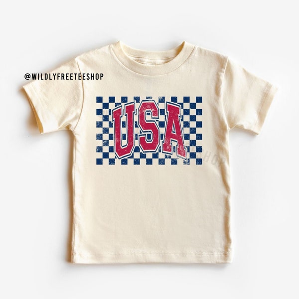 Kids Checkered Usa Shirt, Kids USA Shirt, July 4th Tshirt, Baby July 4th Outfit, Toddler America Shirt, Patriotic Shirt Kids, Memorial Day