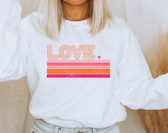 Retro Love Sweatshirt: Women's Valentine's Day Crewneck