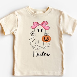 Personalized Girls Ghost Name Shirt, Toddler Girl Halloween Shirt, Custom Name Halloween Girls TShirt, Cute Ghost Tee, Baby Halloween Outfit