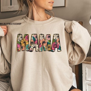 Mama Floral Sweatshirt: Trendy Mom Crewneck - Unisex Fit