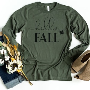 Long Sleeve Fall Shirt, Hello Fall Tshirt, Long Sleeve Hello Fall Shirt, Pumpkin Patch Shirt, Fall Shirts for Women, Teacher Fall Shirt