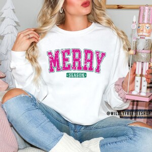 Felpa retrò Merry Christmas: girocollo natalizio