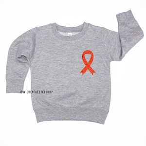 Leukemia Shirt for Kids, Glitter Orange Ribbon Sweatshirt, Toddler Leukemia Survivor Shirt, Leukemia Awareness Month, Kids Cancer Sweatshirt