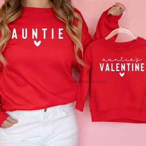Auntie and Auntie&#39;s Valentine Sweatshirts, Aunt Niece Valentines Shirts, Matching Family Shirts, New Aunt Gifts, Kids Valentines Day Outfit