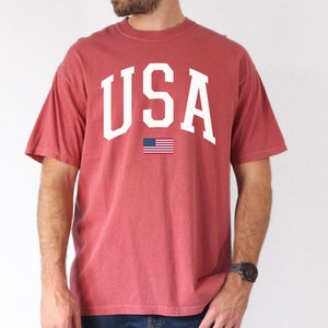 Maglietta Comfort Colors® USA, Maglietta da uomo per il 4 luglio, Magliette da uomo per il Memorial Day, Maglietta con bandiera americana, Maglietta per il 4 luglio, Maglietta da uomo con bandiera USA