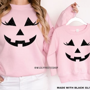 Matching Mommy and Me Halloween Costumes, Halloween Sweatshirt, Pumpkin Face Sweater, Mother Daughter Shirts, Kids Fall Shirt, Fall Gifts