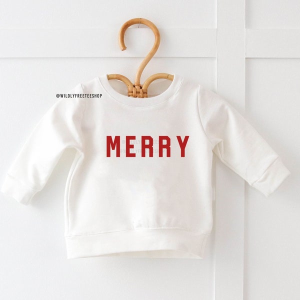 Kids Merry Sweatshirt, Red Merry Sweater, Boys Christmas Shirts, Toddler Boy Merry Shirt, Baby Boy Christmas Outfit, Holiday Shirts Children