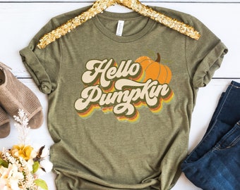 Hello Pumpkin Shirt: Retro Fall Graphic Tee