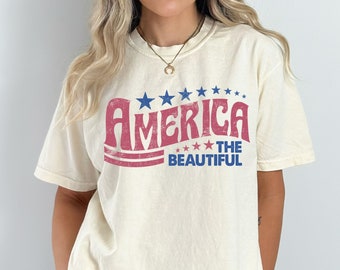 Retro America Usa Patriotic T shirt, Memorial Day Shirt, Patriotic Shirt, Womens July 4th Shirt, American Shirt, America The Beautiful Tee