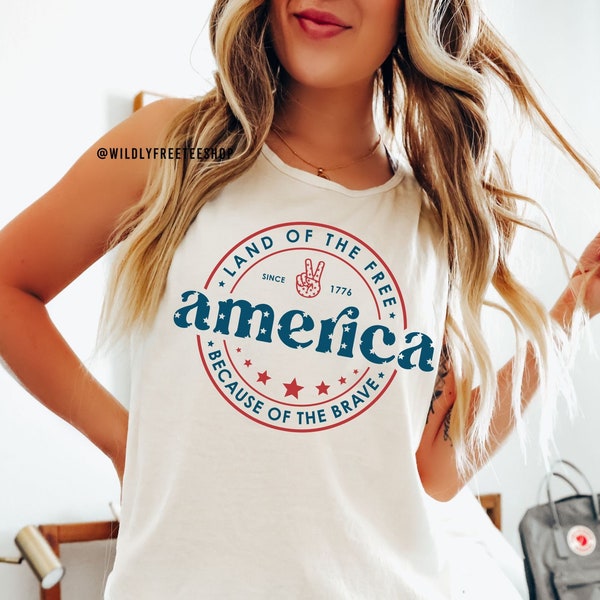 Land of the Free July 4th Tank Top, Oversized Usa Tank Top, America Tank Top, Cute Patriotic Shirt, Fourth of July Outfit, 4th Of July Tank