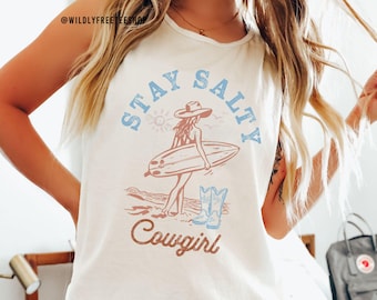 Beach Tank Top, Stay Salty Shirt, Comfort Colors® Tank, Vacation Shirt, Beach Tank Top, Sleeveless Top, Plus Size Tank Top, Summer Wear