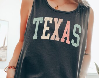 Débardeur pastel Texas, T-shirt Texas, Meilleurs cadeaux Texas, T-shirt femme Texas, T-shirt Texas, T-shirt Comfort Colors® Texas, Débardeurs d'État, Jour de match