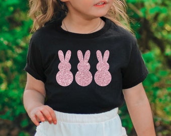 Girls Glitter Easter Peeps Shirt, Kids Easter Shirt, Sparkly Bunny Shirt, Toddler Girl Easter Shirt, Kids Easter Gift, Baby Easter Outfit
