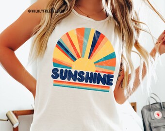 Retro Sunshine Tank Top, Sunshine Shirt, Womens Tank Tops, Comfort Colors® Tank Top, Travel Tank Top, Beach Tank Top, Summer Tank Tops, Gift