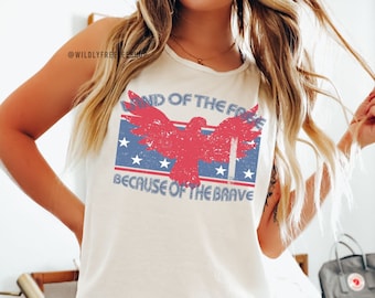 Land of the Free Tank Top: Oversized USA Patriotic Shirt
