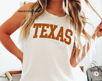 Texas Tank Top, UT Austin Tank Top, College Apparel, Texas Gifts, Womens Texas Shirts, Texas Longhorns, Comfort Colors® Texas Shirt, Mens